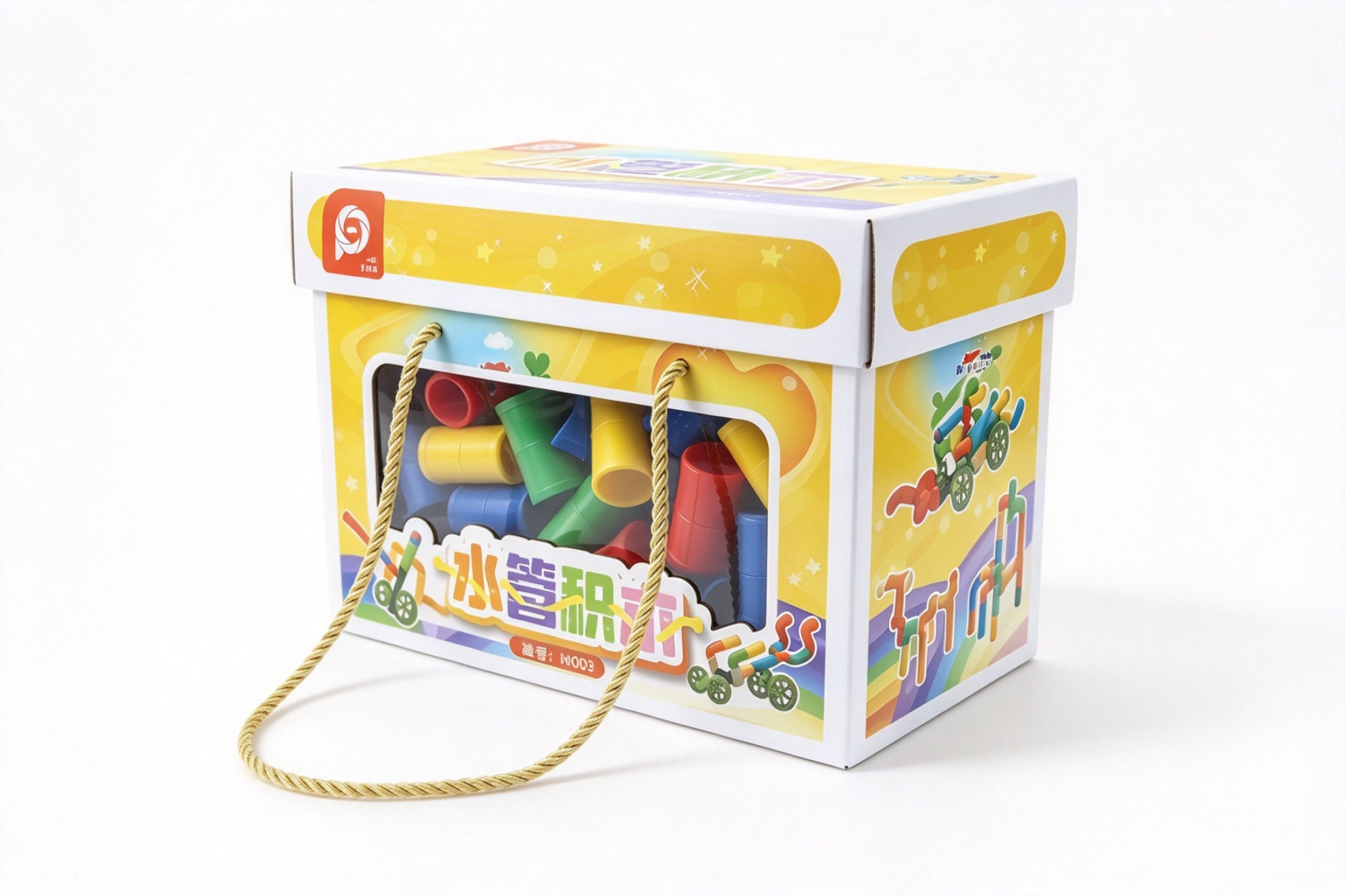 Pipe Building Blocks Window Box with Rope Handle front view