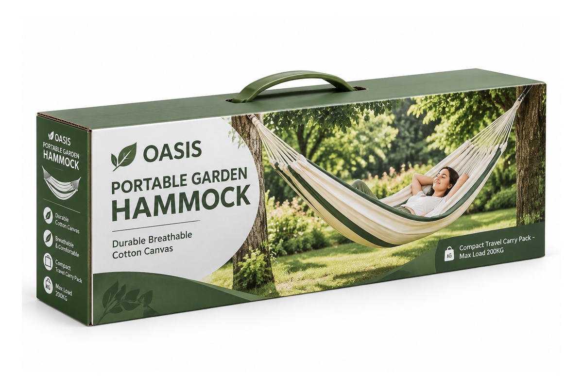 Outdoor Garden Canvas Hammock Portable Carry Handle Carton packaging product