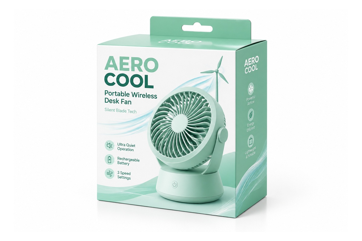 Portable Desktop USB Fan Full-Color Retail Carton packaging product