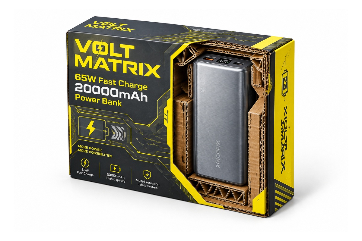 20000mAh Fast Charge Power Bank Shockproof Micro-Flute Box packaging product