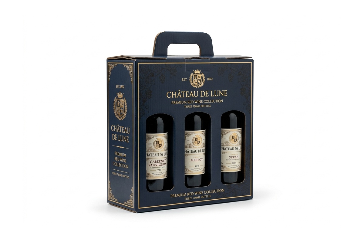 Full-Print Corrugated Wine Carrier Box packaging product