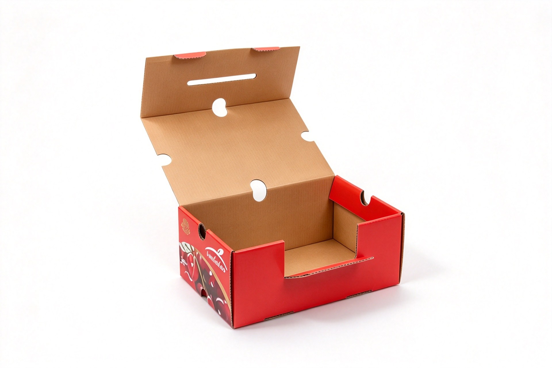 Red Cherry Two-Piece Carry Box with Handle Cutouts packaging product