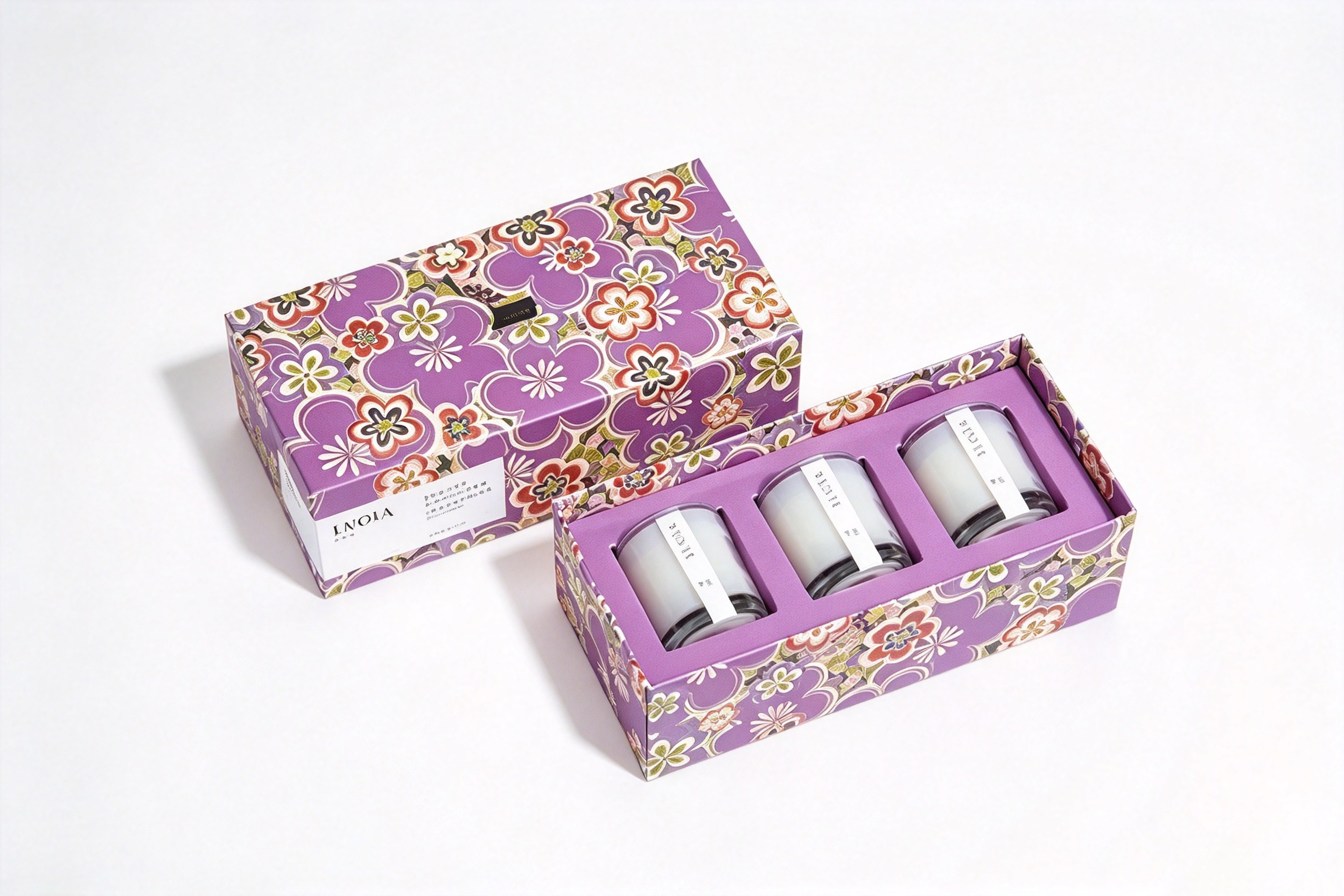 Retro Floral Candle Trio Lid & Base Gift Set packaging product