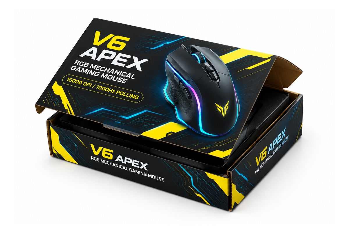 Pro Esports RGB Gaming Mouse Micro-Flute Mailer Box packaging product