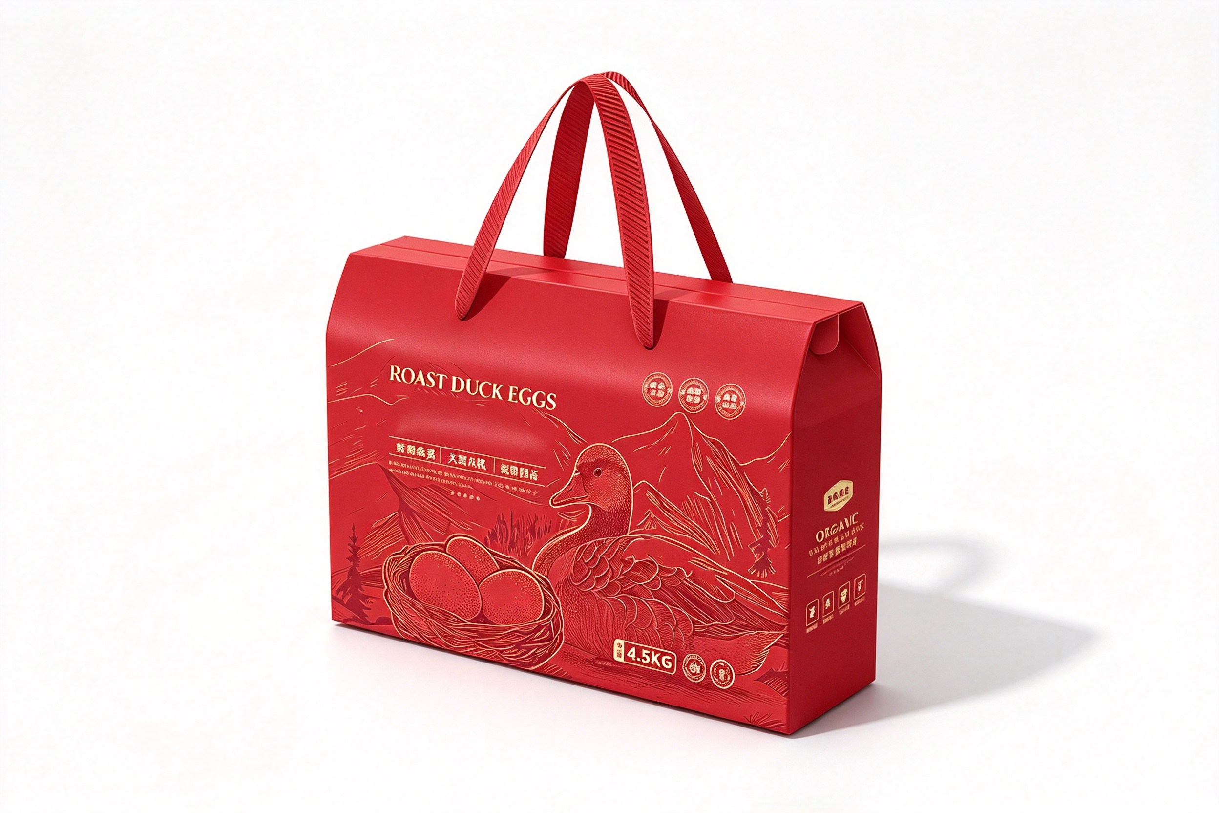 Roast Duck Egg Gourmet Gift Box with Ribbon Handles front view