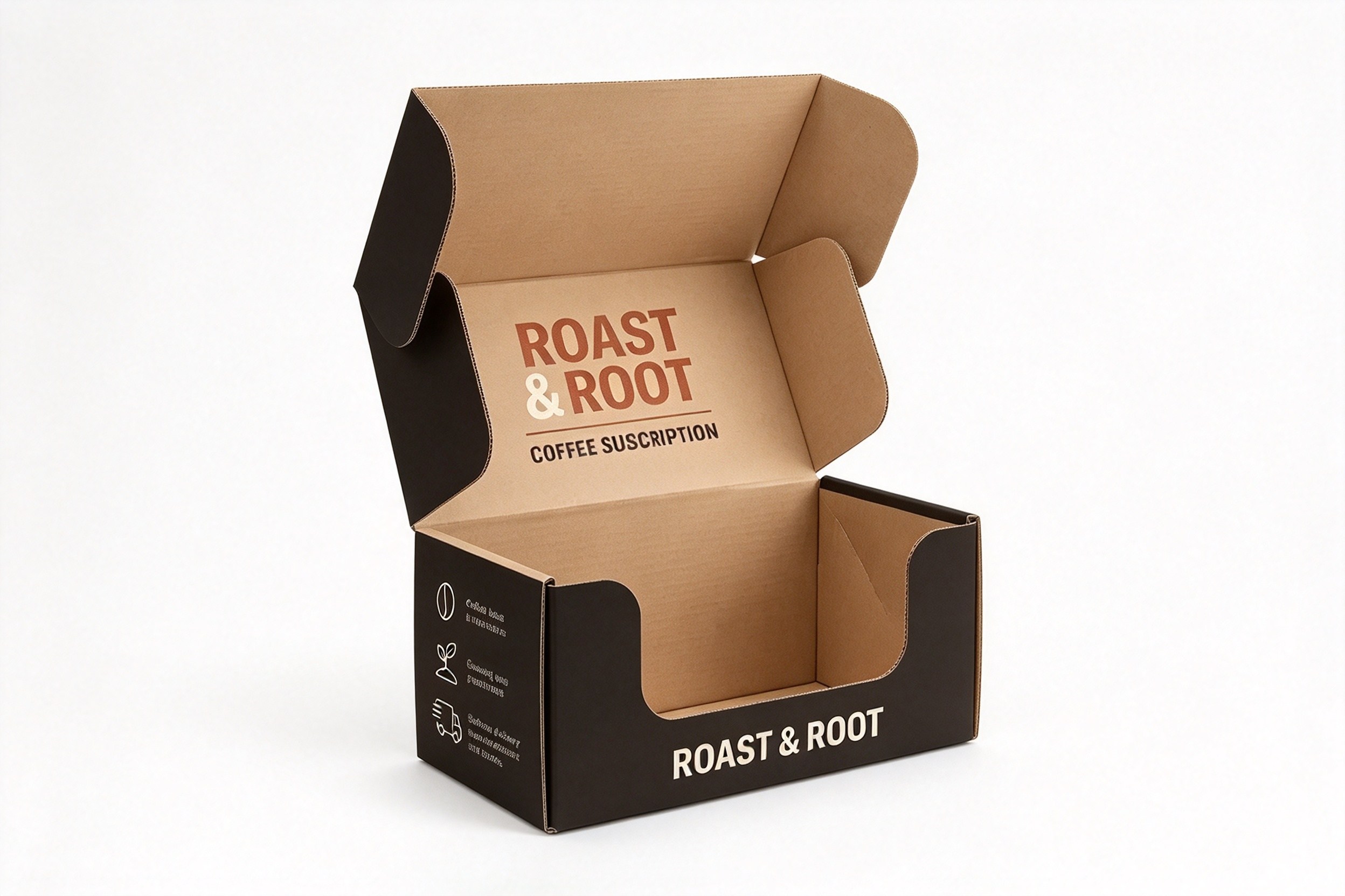 Roast & Root Coffee Subscription Shipper front view
