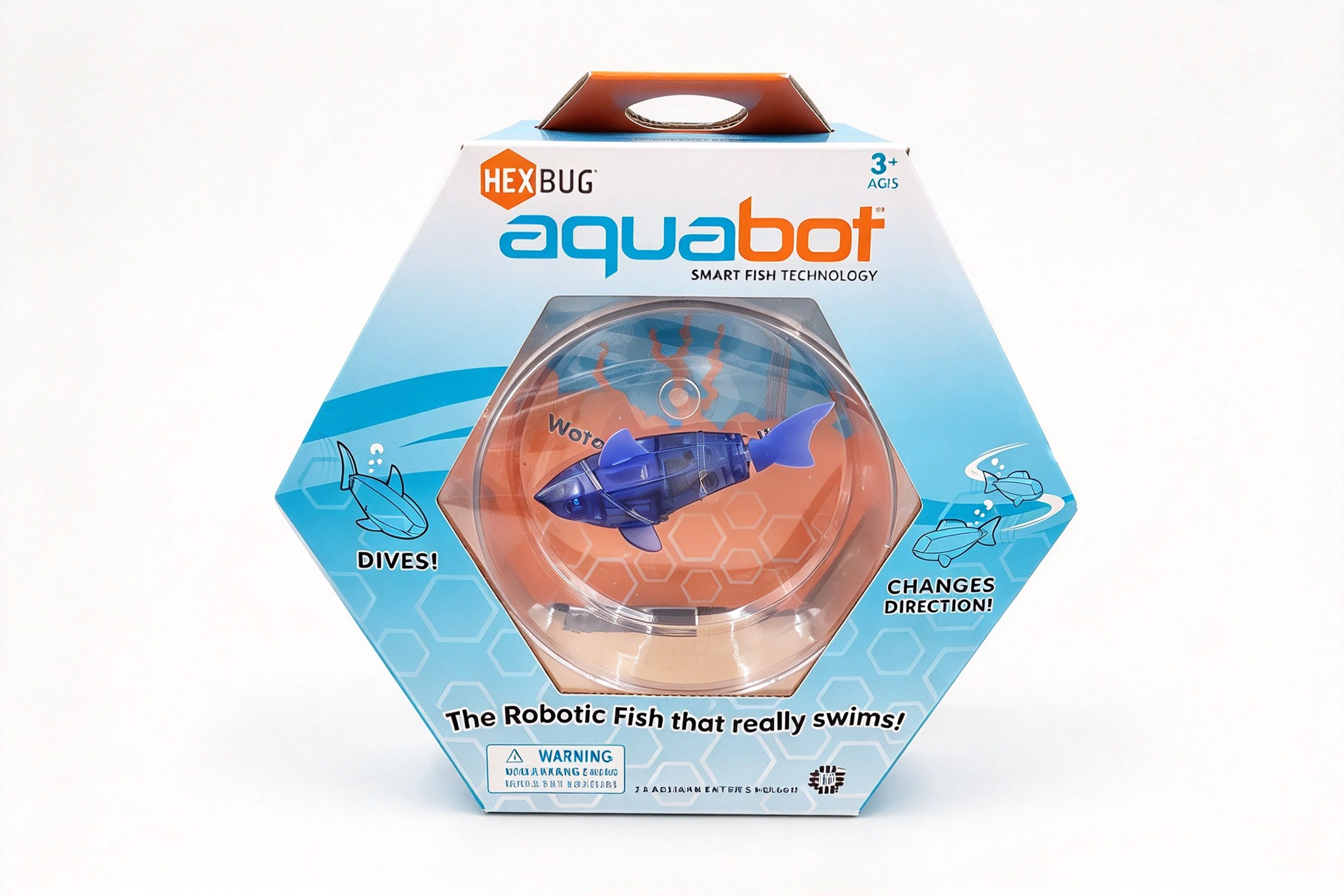 Robotic Fish Hexagon Window Box with Carry Handle front view