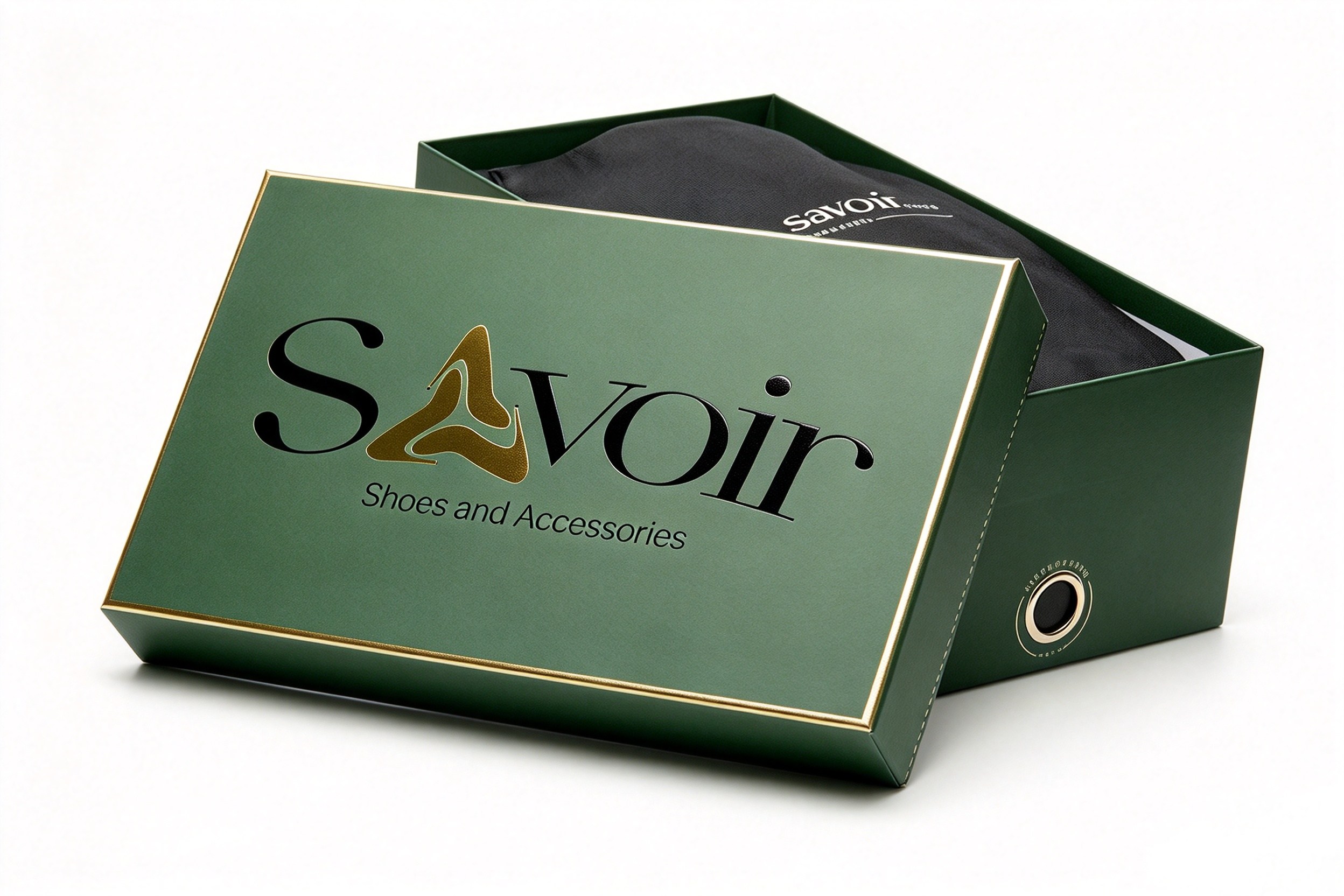 Sage Green Rigid Shoebox with Gold Foil Trim front view