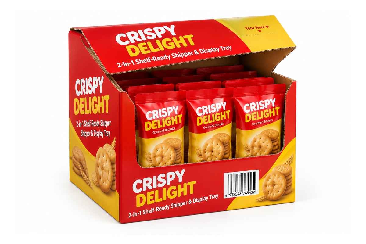 Shelf-Ready Perforated Hood Corrugated Display Shipper Tray packaging product
