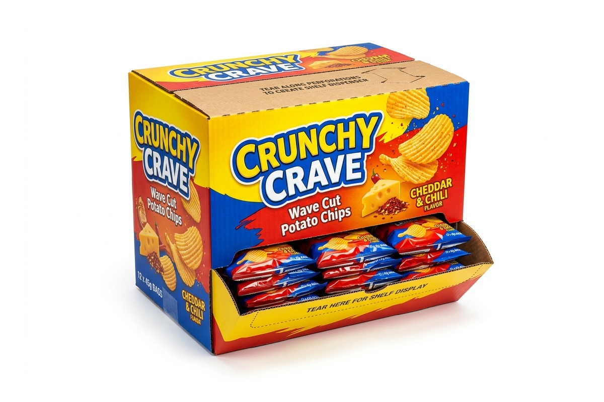 Shelf-Ready Corrugated Snack Dispenser Box packaging product