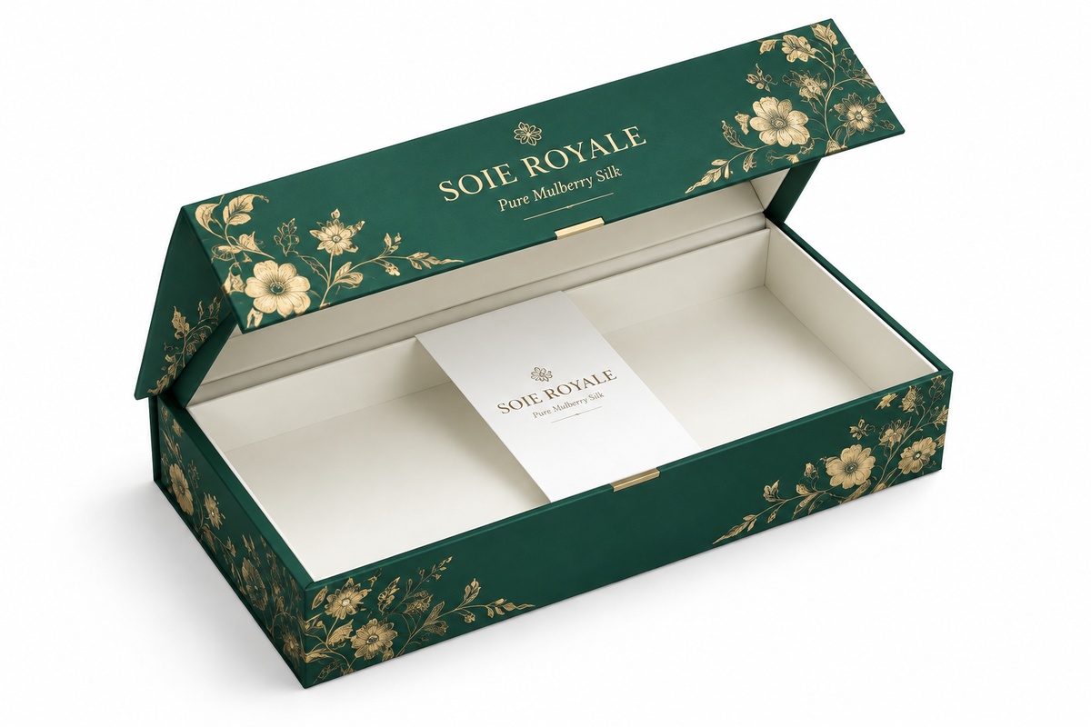Luxury Silk Scarf Elongated Magnetic Closure Presentation Box packaging product