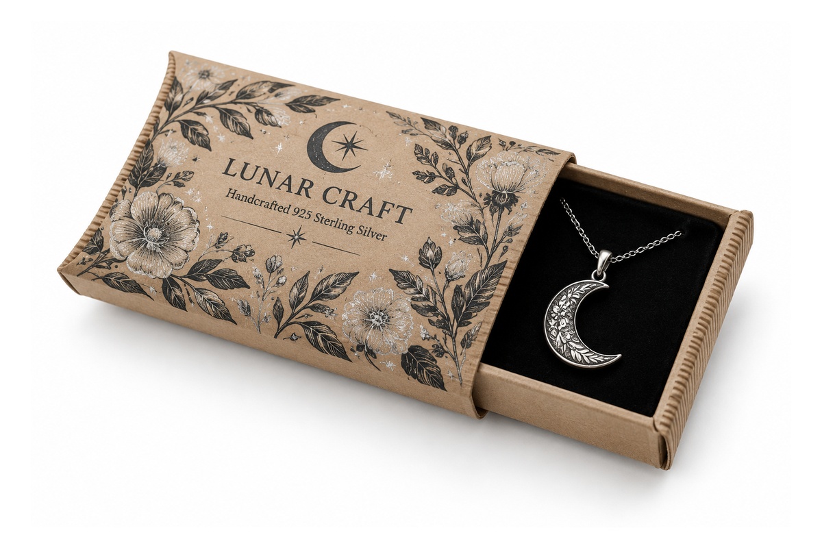 Vintage Micro-Flute Artisan Silver Pendant Gift Carton packaging product