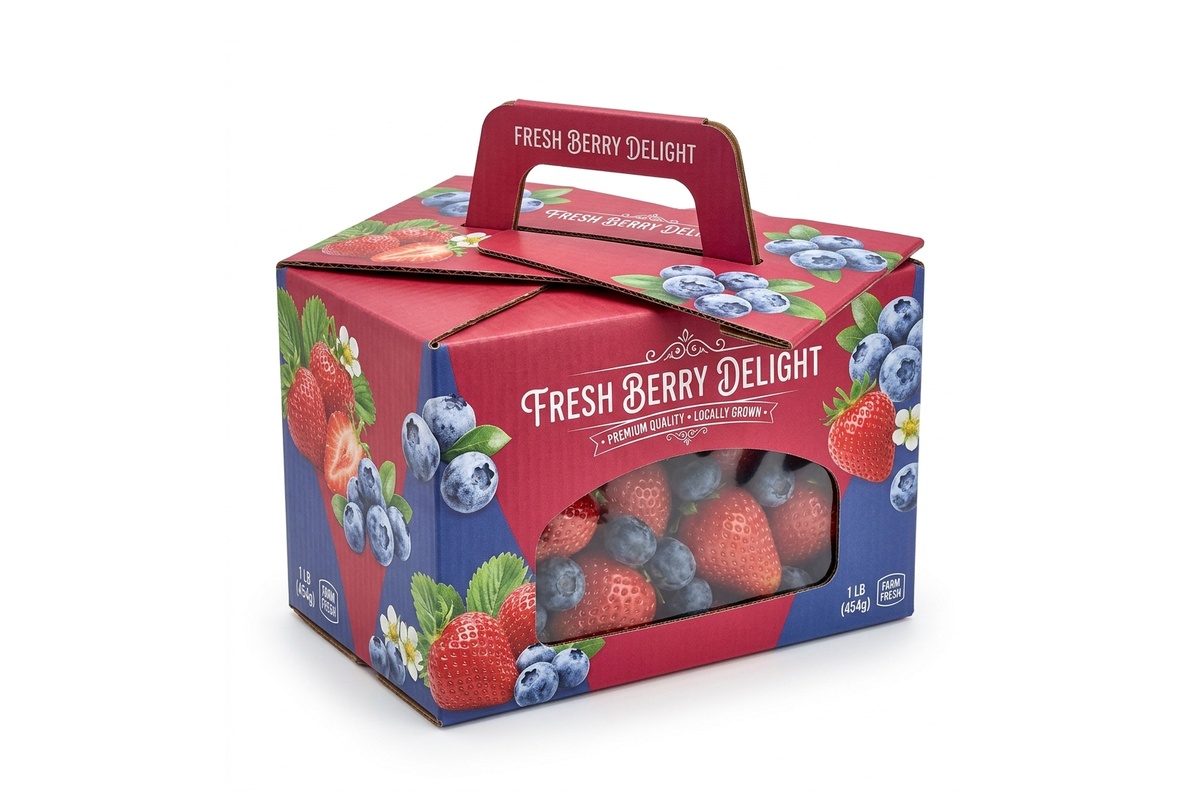 Strawberry & Blueberry Showcase Window Carry Box packaging product