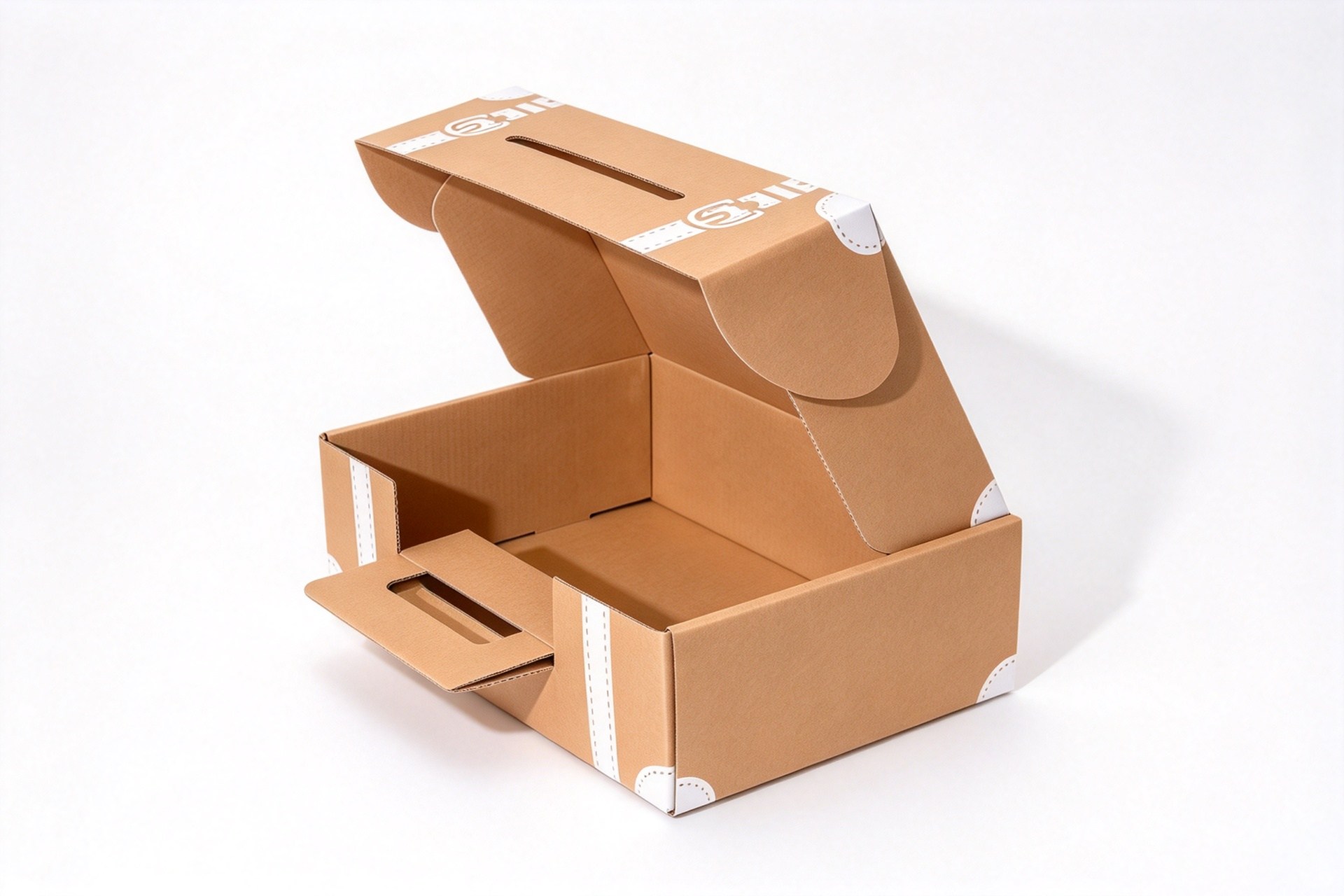 Suitcase-Style Kraft Mailer Box with Front Pocket front view