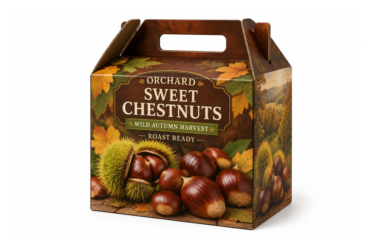 Orchard Sweet Chestnut Peaked Gable Handle Corrugated Carton packaging product