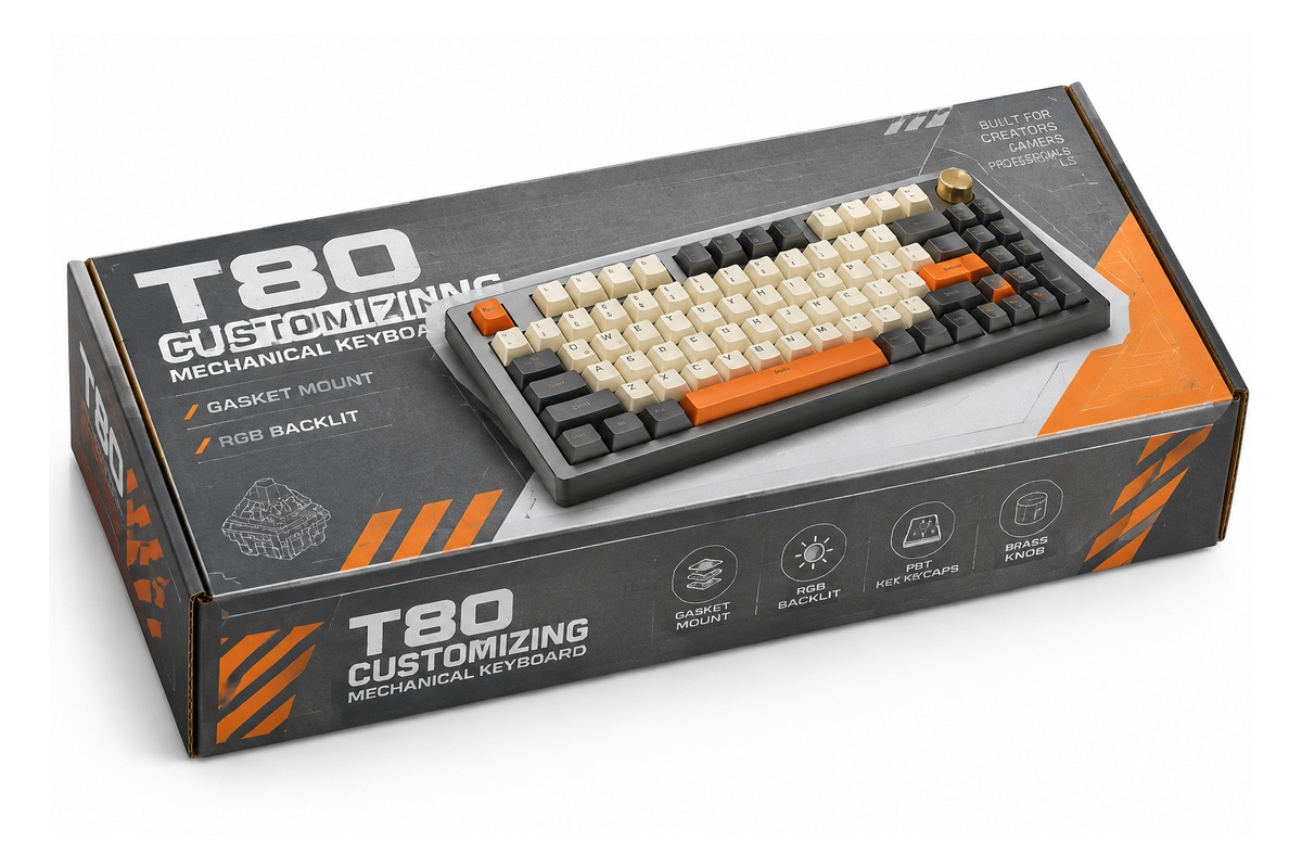 T80 Custom Mechanical Keyboard Corrugated Tuck Box packaging product