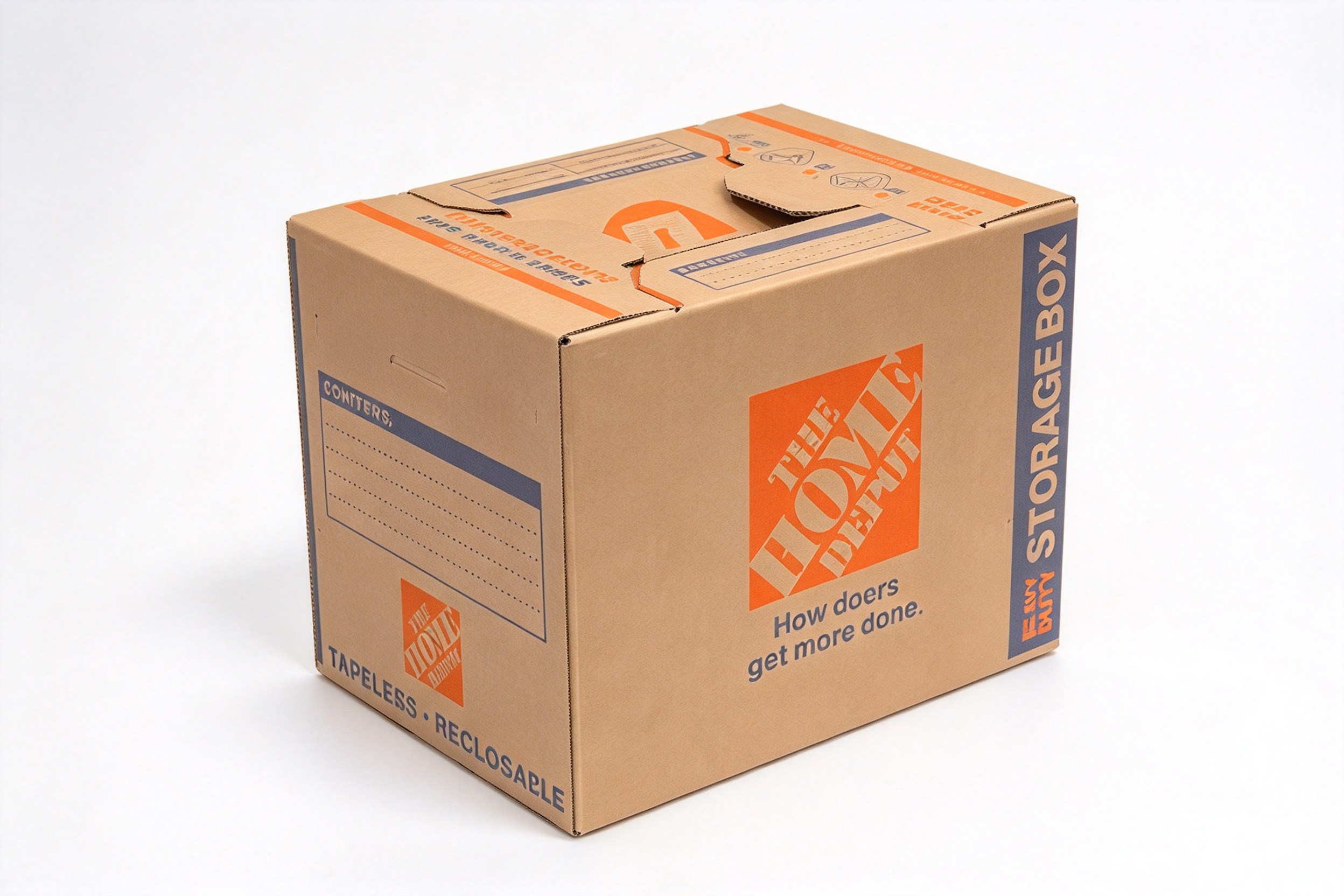 Tapeless Reclosable Storage Carton front view