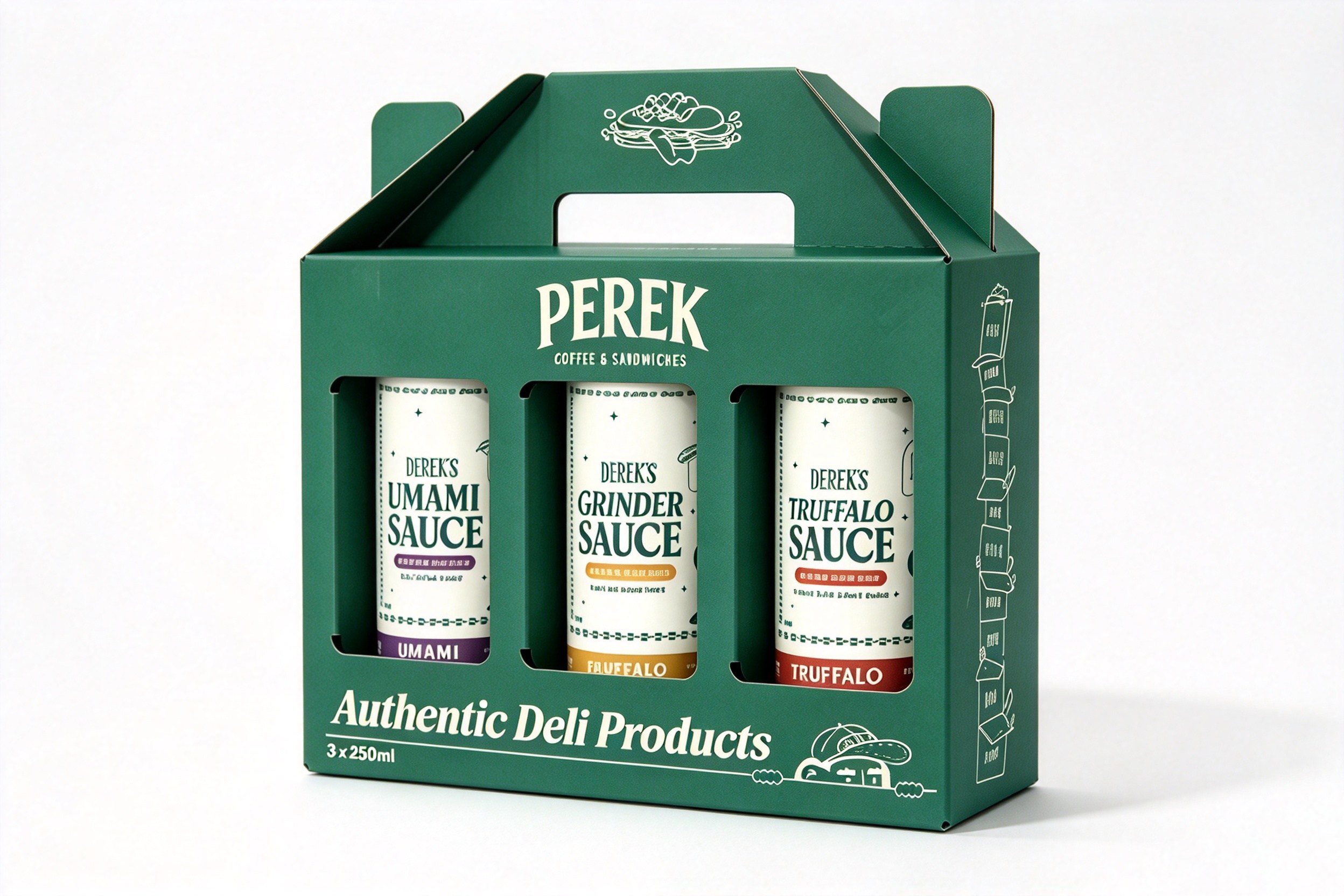 Three-Bottle Sauce Gable Carrier front view