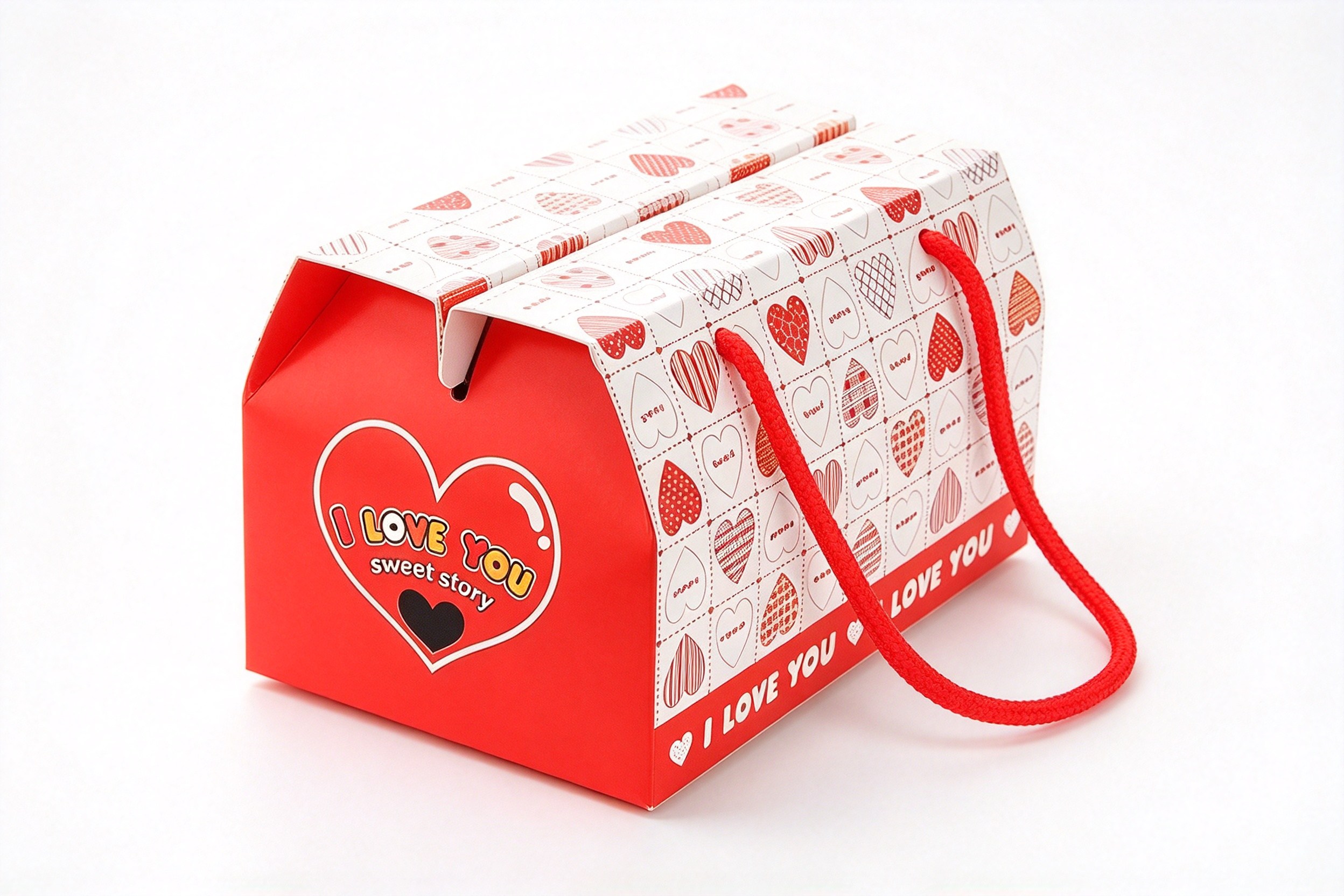 I Love You Valentine Gable Gift Box with Rope Handles packaging product