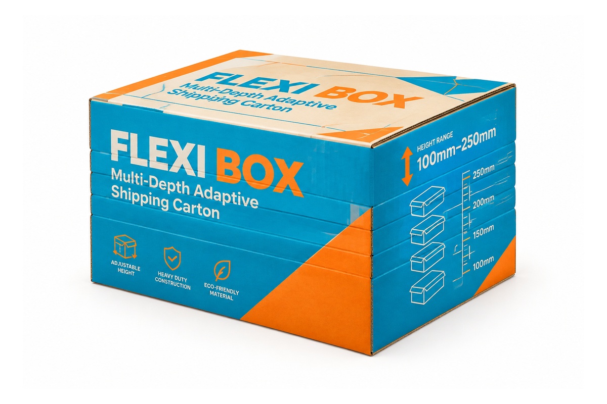 Variable-Depth Multi-Score Corrugated Adaptive Shipping Box front view