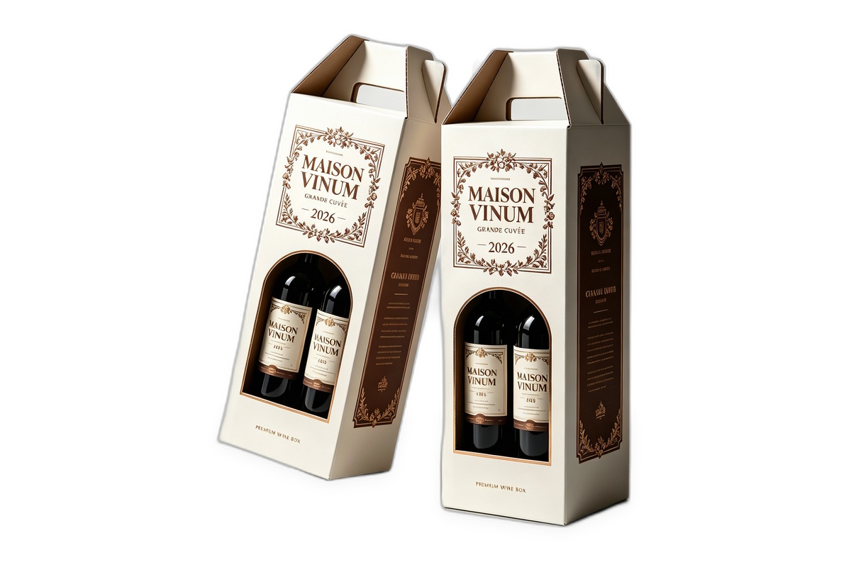 Vintage Estate Dual-Bottle Arched Window Wine Carrier Box packaging product