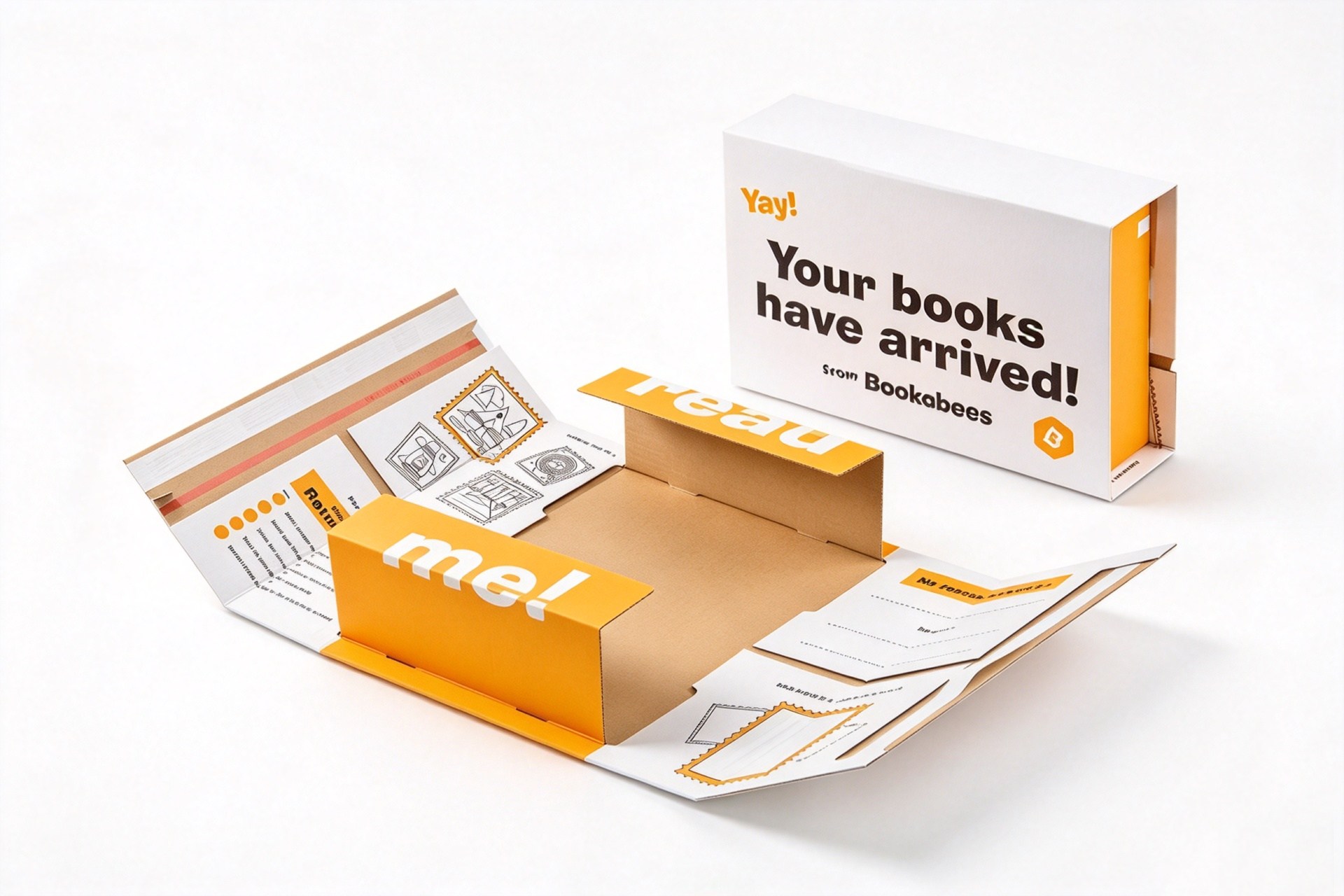 White & Orange Book Subscription Mailer Box front view