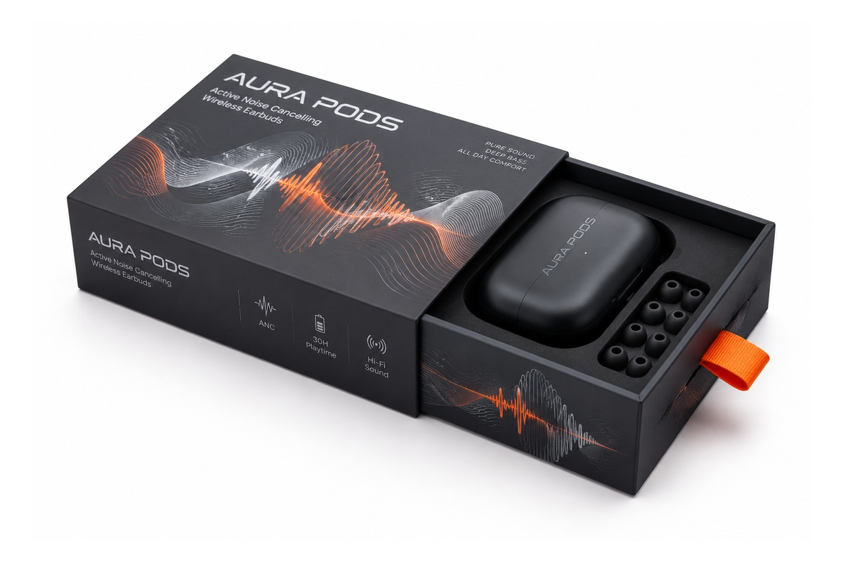 True Wireless Earbuds Sliding Drawer Micro-Flute Box packaging product