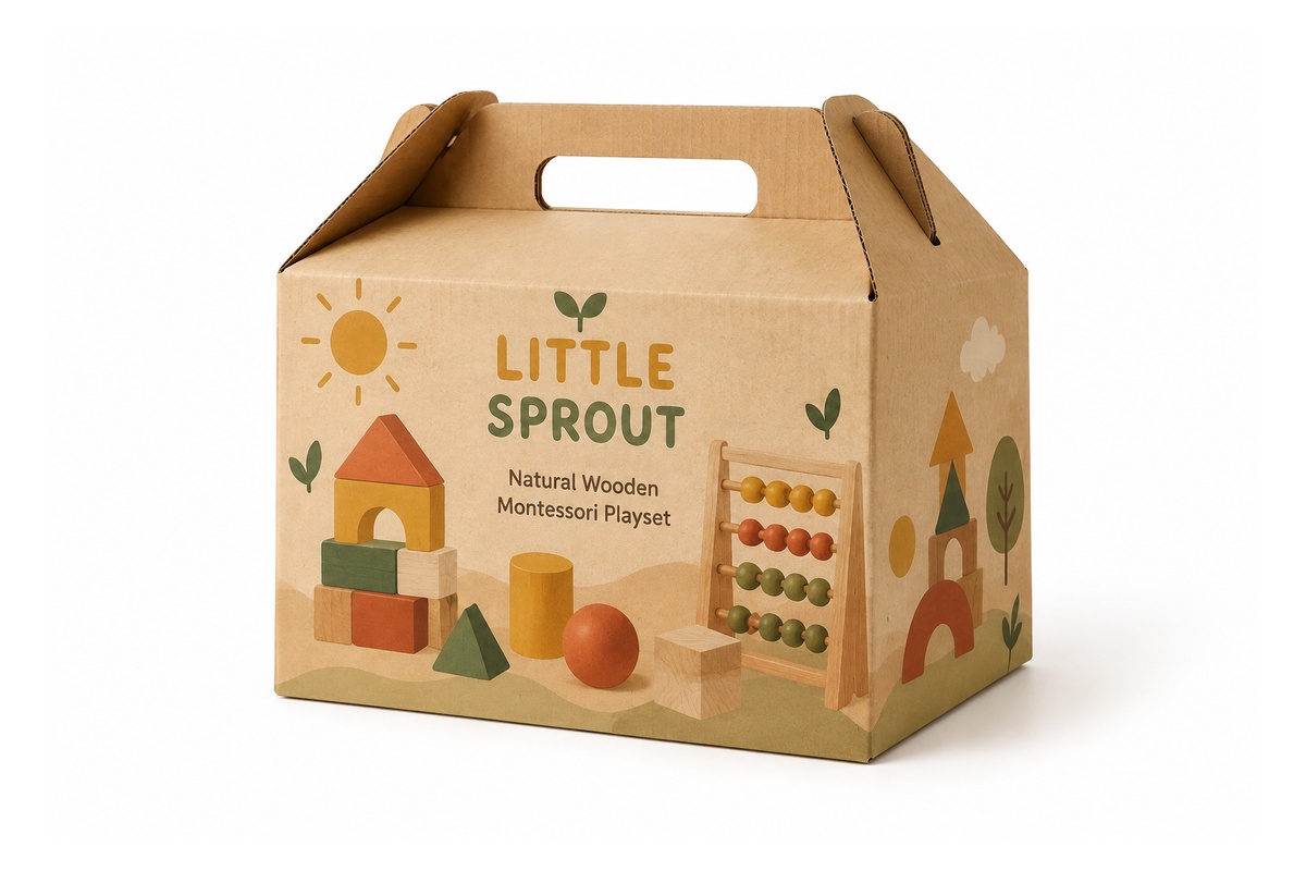 Wooden Educational Toy Gable Carry Box packaging product