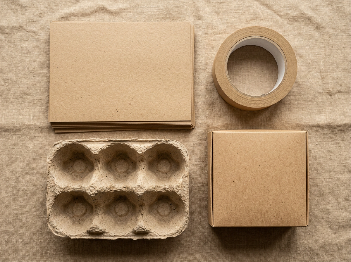 Illustrative paper packaging materials and inserts